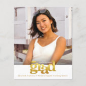 金ゴールドホワイトバジェット写真はっきりした卒業キャップ招待状 (正面)