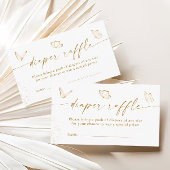 金ゴールドホワイトバタフライベビーシャワーおむつラッフル エンクロージャーカード