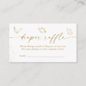 金ゴールドホワイトバタフライベビーシャワーおむつラッフル エンクロージャーカード (正面)