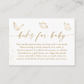 金ゴールドホワイトバタフライ赤ちゃんシャワーブックベビー エンクロージャーカード (正面)