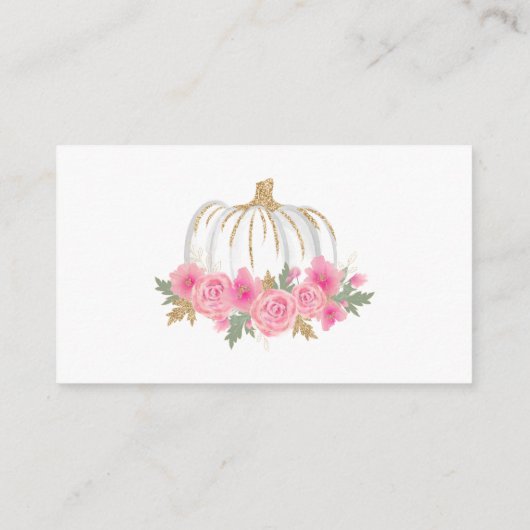 金ゴールドホワイトパンプキンベビシャワーゲーム用ブック エンクロージャーカード (裏面)