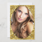 金ゴールドホワイトパールティアラフォトバースデーパーティー 招待状 (裏面)