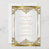 金ゴールドホワイトパールプリンセスベビーシャワーブルネット 招待状 (裏面)