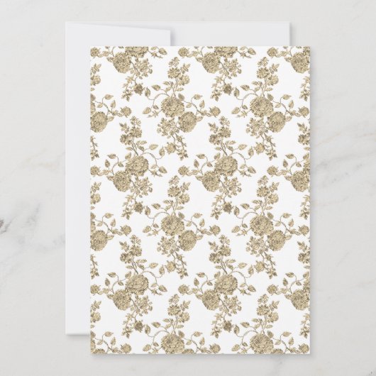 金ゴールドホワイトパールヴィンテージダマスクバラ誕生日 招待状 (裏面)