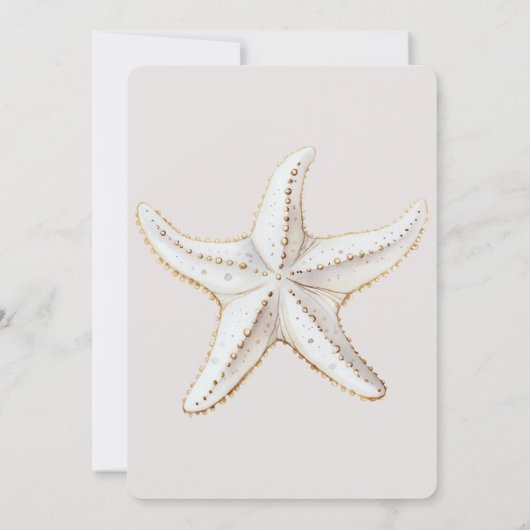 金ゴールドホワイトヒトスターフィッシュクリーム誕生日 招待状 (裏面)