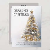 金ゴールドホワイトビジネスのクリスマスツリー豪華な写真 シーズンカード (正面/裏面)