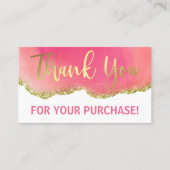 金ゴールドホワイトピンクグリッターエージェイト購入ありがとうございます 名刺 (正面)