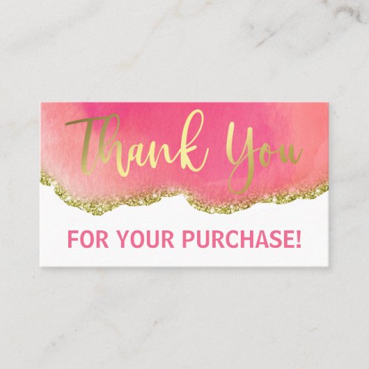 金ゴールドホワイトピンクグリッターエージェイト購入ありがとうございます 名刺 (正面)