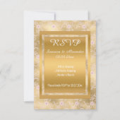 金ゴールドホワイトピンクレシンプルースRSVP 招待状 (正面)