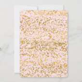 金ゴールドホワイトピンク紙吹雪ブライダルシャワー 招待状 (裏面)