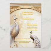 金ゴールドホワイトピーコクエレガント実在 箔招待状 (正面)