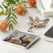 金ゴールドホワイトピーコックスクリスマス キーホルダー (側面)