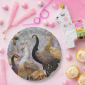 金ゴールドホワイトピーコックスクリスマス ペーパープレート (パーティー)