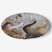 金ゴールドホワイトピーコックスクリスマス ペーパープレート (アングル)