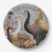 金ゴールドホワイトピーコックスクリスマス ペーパープレート (正面)