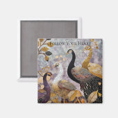 金ゴールドホワイトピーコック マグネット (正面/裏面)