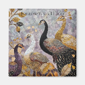 金ゴールドホワイトピーコック マグネット (正面)