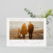 金ゴールドホワイトフォトウェディング日付保存バラ 箔招待状 (立ち正面)