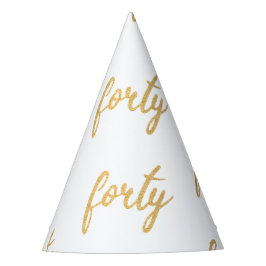 金ゴールドホワイトフォーティ40バースデーパーティーグリッター パーティーハット
