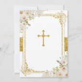 金ゴールドホワイトフラワーガールファースト聖餐式 招待状 (裏面)