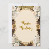 金ゴールドホワイトフラワープレセンタシオンデトレアニョス 招待状 (裏面)