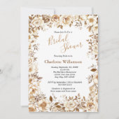 金ゴールドホワイトフローラエレガントブライダルシャワー招待 招待状 (正面)