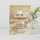 金ゴールドホワイトフローラユニコーンスパークル 招待状 (スタンド正面)