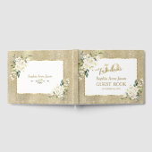 金ゴールドホワイトフローラ50と素晴らしい誕生日パーティー ゲストブック (全面)