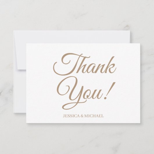 金ゴールドホワイトブライダルシャワーありがとう サンキューカード (正面)