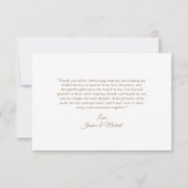 金ゴールドホワイトブライダルシャワーありがとう サンキューカード (裏面)