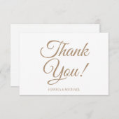 金ゴールドホワイトブライダルシャワーありがとう サンキューカード (正面/裏面)