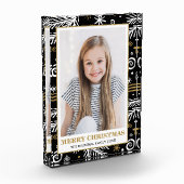 金ゴールドホワイトブラックドゥードルパインホリデー フォトブロック (左)