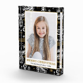 金ゴールドホワイトブラックドゥードルパインホリデー フォトブロック (右)