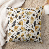 金ゴールドホワイトブラックレオパード抽象芸術 クッション (ブランケット)