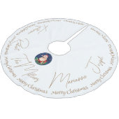 金ゴールドホワイトブルーサンタクラシックンヴィンテージクリスマス ブラッシュドポリエステルツリースカート (アングル)