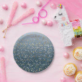 金ゴールドホワイトブルースターズシャインブライト ペーパープレート (パーティー)