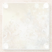 金ゴールドホワイトブルーファンシーの冬の雪 ガラスコースター (裏面)