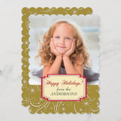 金ゴールドホワイトホリデースワーズ写真テンプレート シーズンカード (正面/裏面)