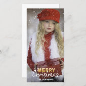 金ゴールドホワイトホリデーズメリークリスマスファミリー|写真 シーズンカード (正面/裏面)