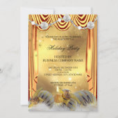 金ゴールドホワイトボーブルスクリスマスホリデーパーティー 招待状 (正面)