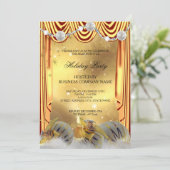 金ゴールドホワイトボーブルスクリスマスホリデーパーティー 招待状 (スタンド正面)