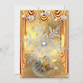 金ゴールドホワイトボーブルスクリスマスホリデーパーティー 招待状 (裏面)