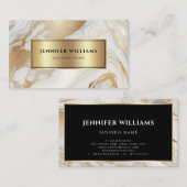 金ゴールドホワイトマーブルエレガントブモダンラック 名刺 (正面/裏面)