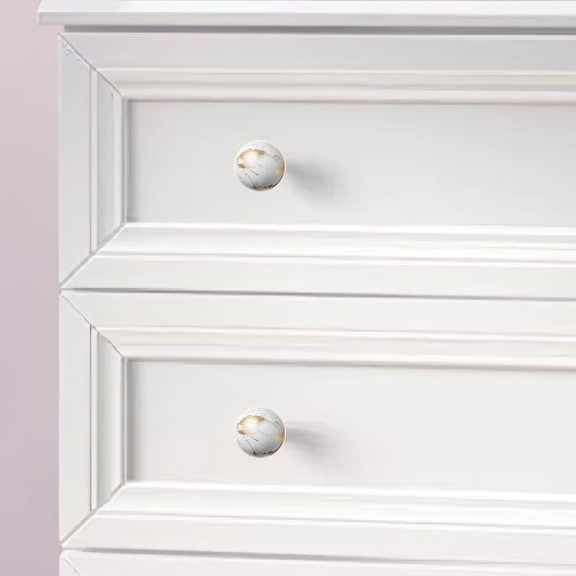 金ゴールドホワイトマーブルオルブ セラミックノブ