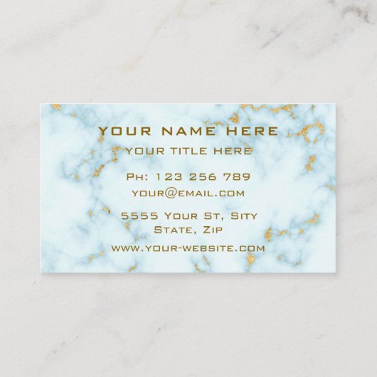 金ゴールドホワイトマーブルゴールデン文字プロフェッショナルラグジュアリ 名刺 (裏面)