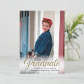 金ゴールドホワイトミスト写真高校卒業 招待状 (スタンド正面)