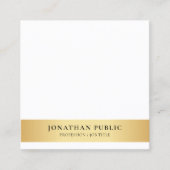 金ゴールドホワイトミニマルテンプレートモダンプロフェッショナル スクエア名刺 (正面)