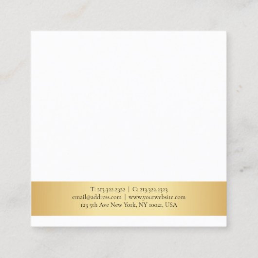 金ゴールドホワイトミニマルテンプレートモダンプロフェッショナル スクエア名刺 (裏面)