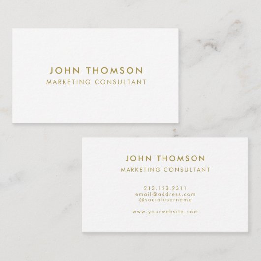 金ゴールドホワイトミニマルモダンプロフェッショナル 名刺 (正面/裏面)