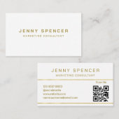 金ゴールドホワイトミニマルQRコードプロフェッショナル 名刺 (正面/裏面)